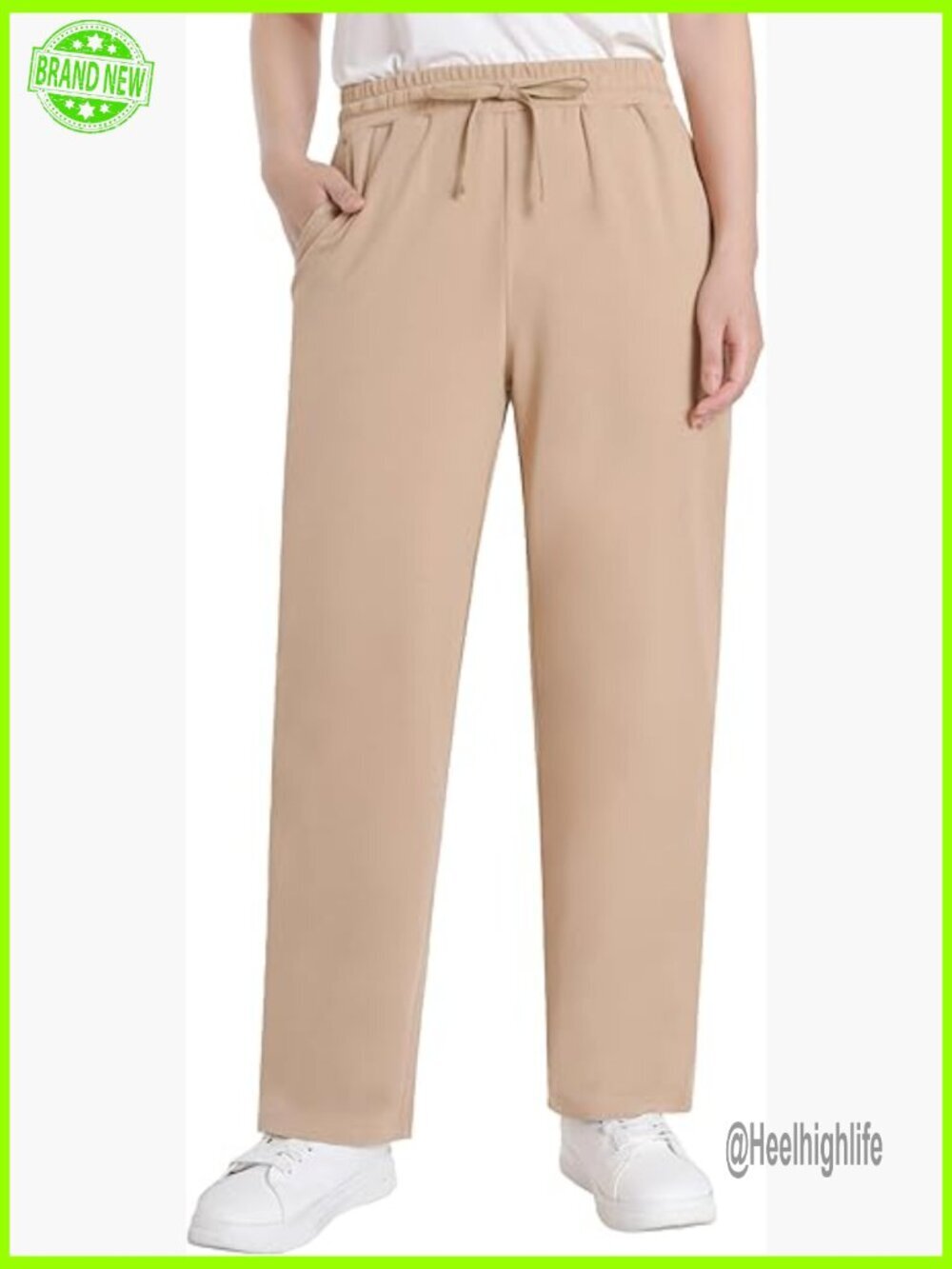 Petite Lounge Pants Straight Leg Cotton Sweatpants Elastic Waist
